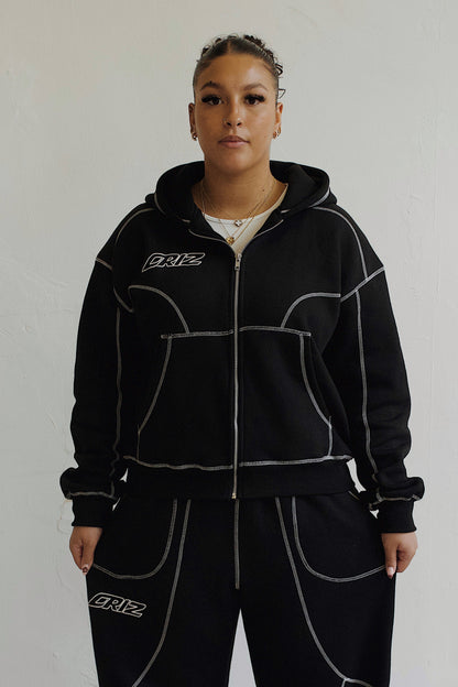 Driz Black Zip-Hoodie